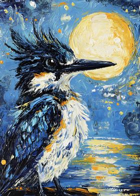 Kingfisher Under Moonlight