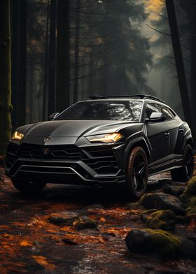 Lamborghini Urus in forest