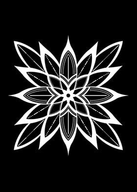 White Mandala Petals on Black