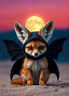 Fennec Fox in Bat Costume