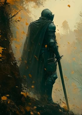 Knight in Autumn Woods