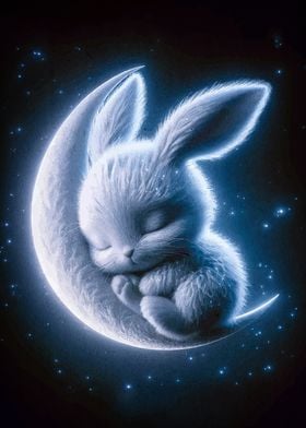 Sleeping Bunny on the Moon