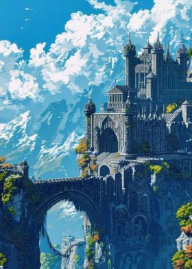 Fantasy Castle on Cliff