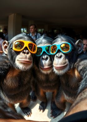 Chimpanzee Selfie with Sunglasses