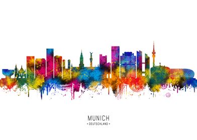 Munich Skyline Watercolor