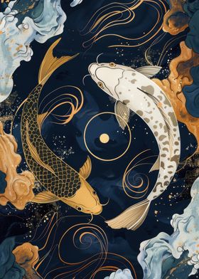 Japanese Goldfish Koi Kintsugi Art