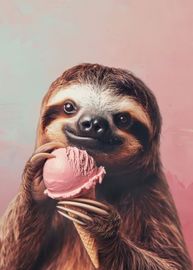 Sloth Eating Ice Cream