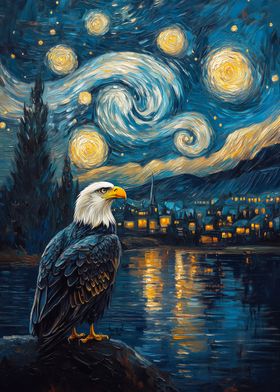 Eagle Under Starry Night