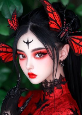 Red Butterfly Fashion Portrait