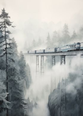 Train in Foggy Mountains