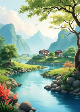 Serene Asian Landscape