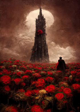 Gothic Tower and Rose Field