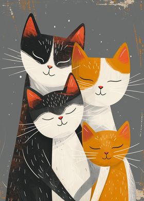 Cute Cat Family Portrait