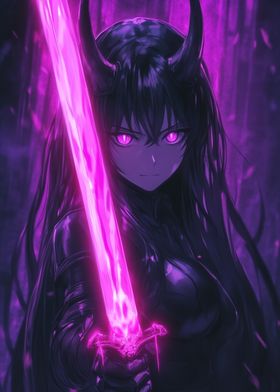 Anime Demon Girl with Sword