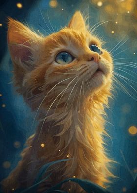 Orange Kitten Gazing Up