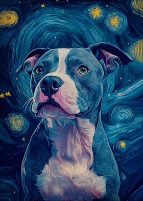 Pitbull Starry Night