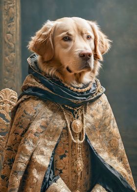 Golden Retriever in Royal Attire