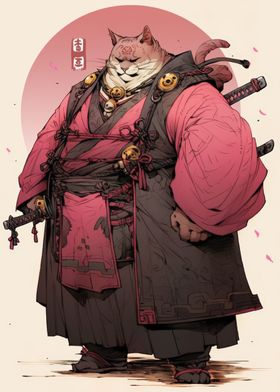 Cat Samurai Illustration