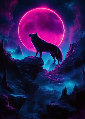 Wolf Howling at Pink Moon