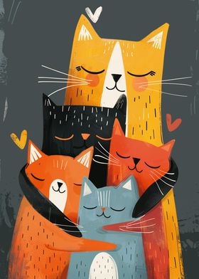 Cat Family Hug