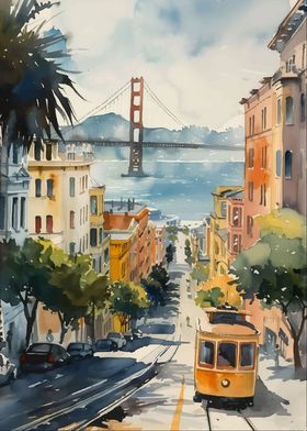 Golden Gate Bridge Watercolor