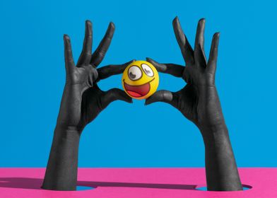 Black Hands Holding Smiley