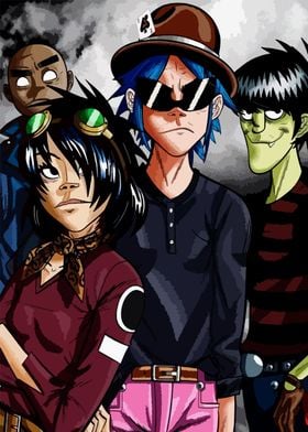 Gorillaz Band Illustration