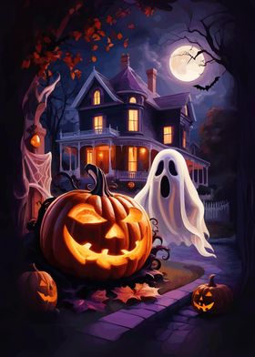 Halloween Pumpkin &amp; Ghost