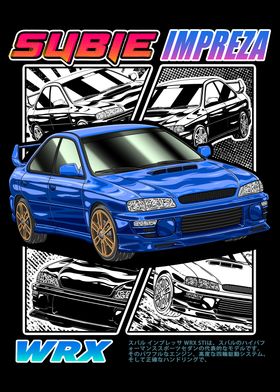 JDM Subie Impreza WRX 22B Comic Style 