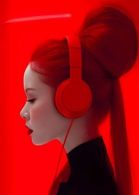 Red Headphones Portrait