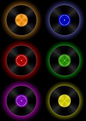 Colorful Vinyl Records Display