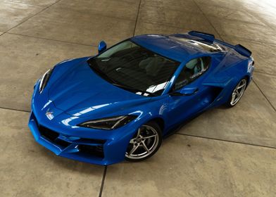 Blue Corvette Sports Car