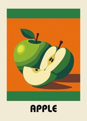 Green Apple Illustration Bauhaus Fruit Art