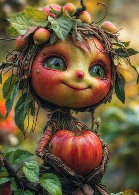 Apple Creature holding a apple