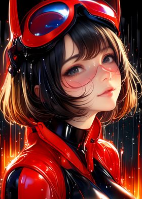 Anime Girl in Red Suit