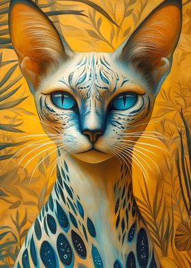 Blue-Eyed Futuristic Cat Portrait