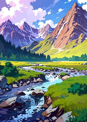 Mountain Stream Landscape