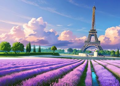 Eiffel Tower Lavender Field