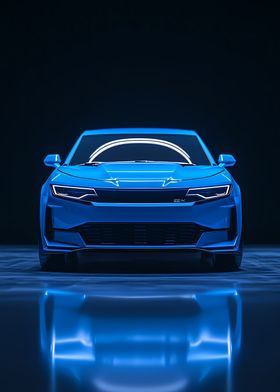 Blue Sports Car Front View