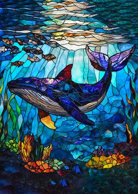 Stained Glass Whale