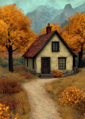 Autumn Cottage in the Mountains