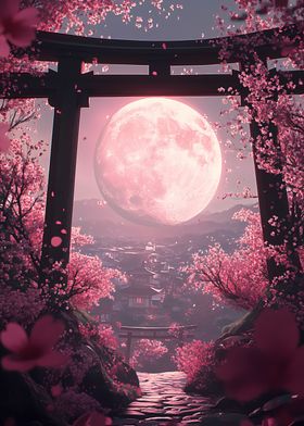 Pink Moon &amp; Cherry Blossoms