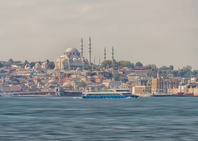 Istanbul Skyline with Ferry