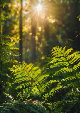 Sunlight Through Ferns