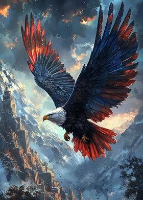 Patriotic Eagle Soaring