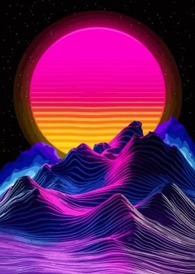 Retro Sunset Landscape