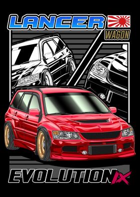 Mitsubishi Lancer Evolution 9 Wagon Comic Style