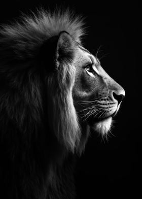 Lion Portrait black and white 