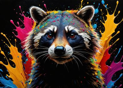 Raccoon in Color Splashes