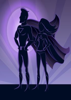 Superhero Couple Silhouette